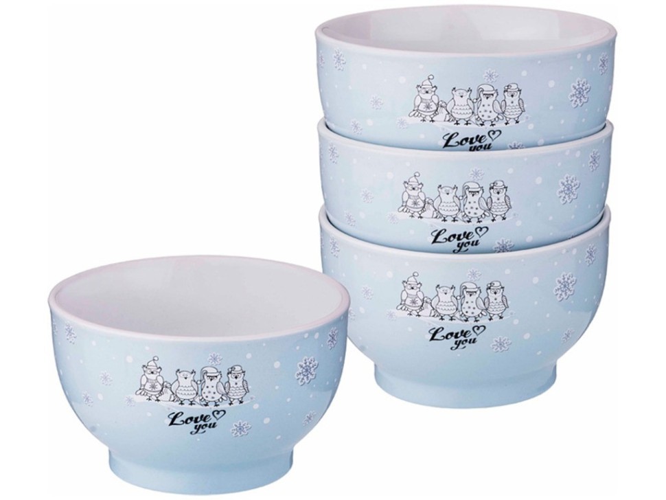 Набор салатников из 4 шт. коллекция "совята" 450 мл 13,5*8 см Lefard (155-115)