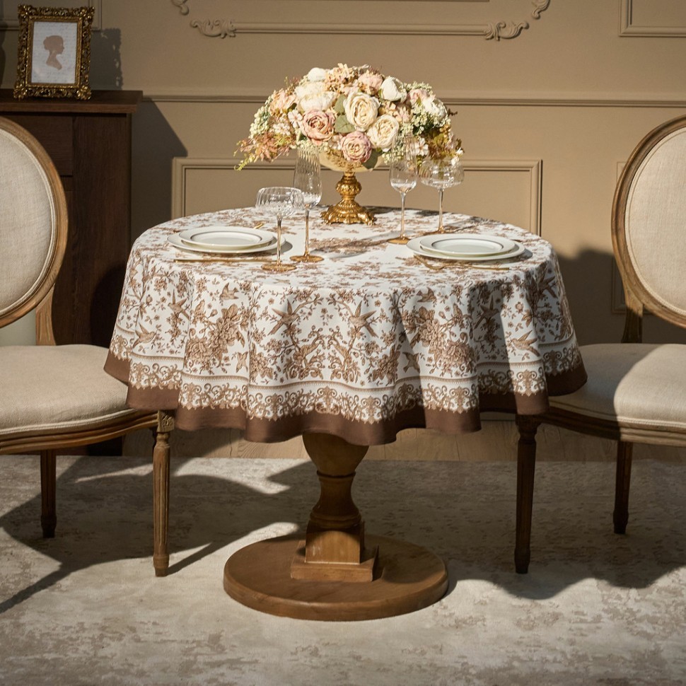 Скатерть круглая " royal garden" 150 см,белый ,100% хлопок ,твил с пропиткой Lefard (850-754-24)