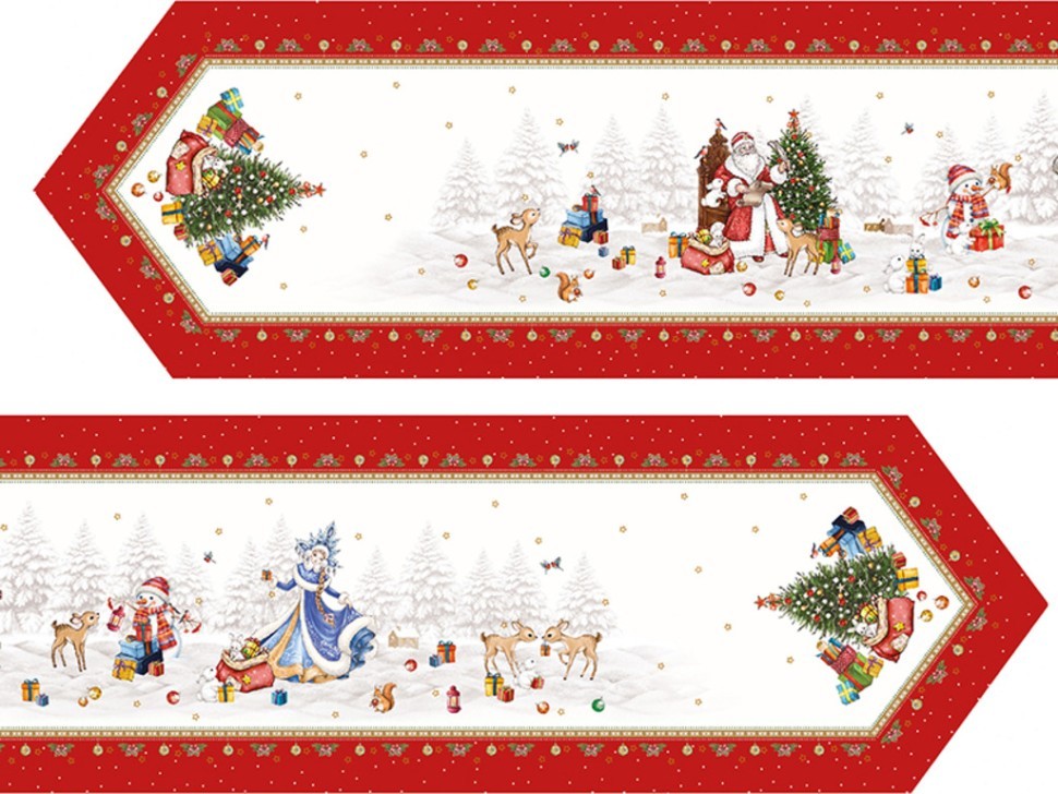 Дорожка "с новым годом "45х300см ,красный, 100% хлопок,твил пропитка Lefard (850-763-32)