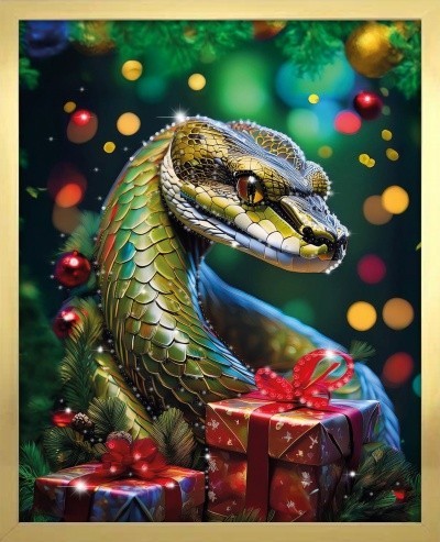 Картина ЗМЕЯ С ПОДАРКАМИ 2 с кристаллами Swarovski (3104)