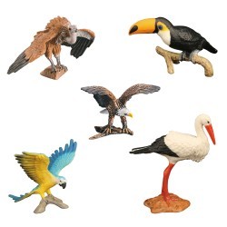 Набор фигурок птиц серии "Мир диких животных": орел, попугай ара, аист, тукан, стервятник (набор из 5 фигурок) (MM211-236)