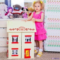 Деревянный кукольный домик "София", с мебелью 14 предметов в наборе, для кукол 15 см (PD115-02)