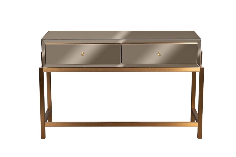 Консоль 2 ящика зеркало бронза/золото 120*42*76 см (TT-00013507)