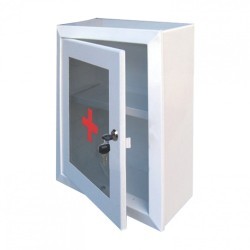 Шкафчик-аптечка металлический навесной ключевой замок стекло 330x280x140 мм 290312 (90900)