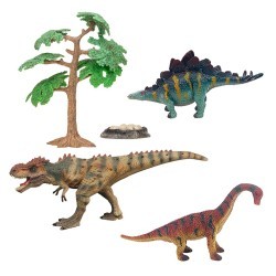 Динозавры и драконы для детей серии "Мир динозавров": стегозавр, тираннозавр, брахиозавр (набор фигурок из 5 предметов) (MM216-085)