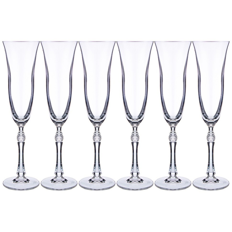 Набор бокалов для шампанского из 6 шт. "parus" 190 мл. высота=26 см. Crystal Bohemia (669-270)