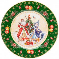 Тарелка закусочная lefard "дед мороз и снегурочка" 20,5см зеленая Lefard (85-1715)