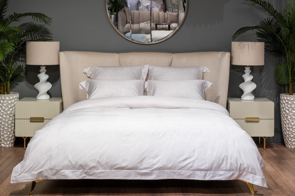 Комплект постельного белья Лоренцо,сатин 400TC, белый, 200*220-1шт,50*70-2шт (TT-00014765)