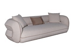 Диван Amelia трехместный букле светлый 253*100*67см с бежевым кантом (TT-00016098) Диван Amelia трехместный букле светлый 253*100*67см с бежевым кантом (TT-00016098)