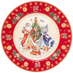 Тарелка обеденная lefard "дед мороз и снегурочка" 27см красная Lefard (85-1716)