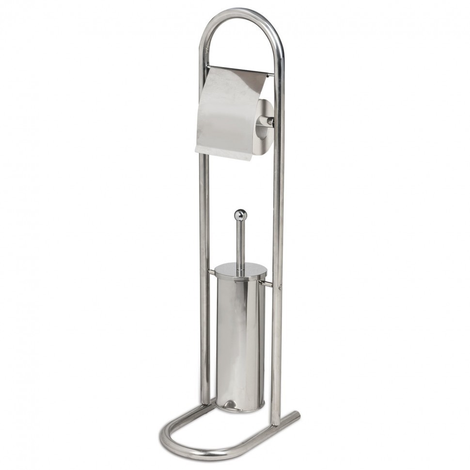 Стойка напольная ерш с подставкой + держатель туалетной бумаги сталь зеркальный Laima 601619 (1) (90127)