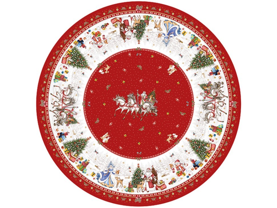 Скатерть круглая  "с новым годом"150 см  ,красный, 100% хлопок ,твил Lefard (850-763-24)