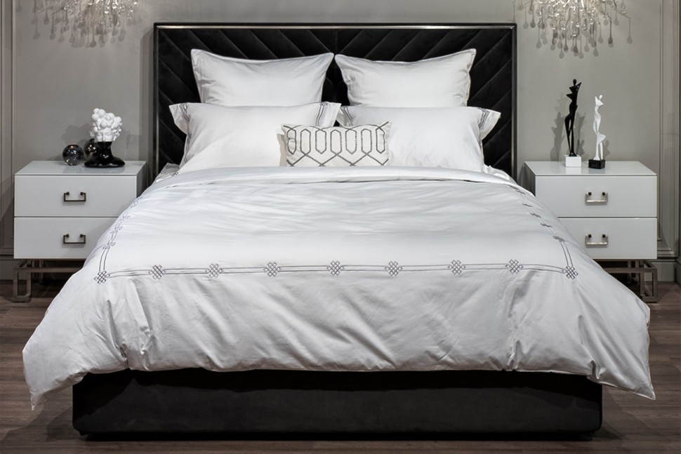 Комплект постельного белья с вышивкой Арктик, серый, Семейный (145*210-2шт) (TT-00013968)