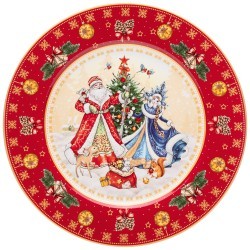 Тарелка закусочная lefard "дед мороз и снегурочка" 20,5см красная Lefard (85-1717)