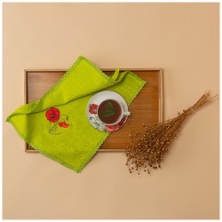 Полотенце "мак",30х50см. махра,лайм,3-d вышивка,100% х\б 400гр\м, кружево Lefard (850-331-93)