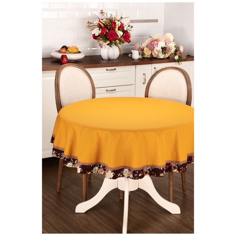 Скатерть круглая "камила",160см,100% хлопок, горчичная SANTALINO (850-881-72)