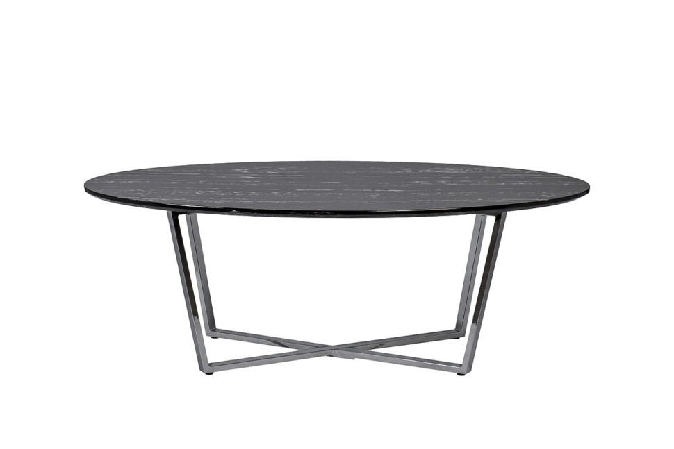 Стол журнальный овальный черный / хром 120*65*41см (TT-00011722)