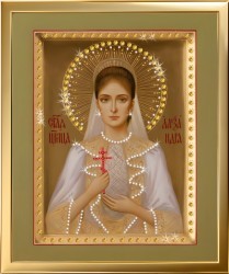 Икона Святой Александры «Невеста Христова в Сиянии» с кристаллами Swarovski (2412)