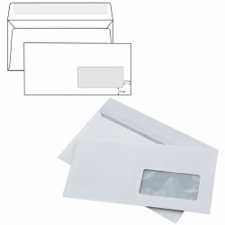 Конверты почтовые E65 правое окно, отрывная полоса, внутренняя запечатка, 1000 шт (65218)