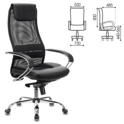 Кресло офисное BRABIX PREMIUM Stalker, хром, ткань-сетка/экокожа, черное, EX609PRO/532416 (1) (96490)