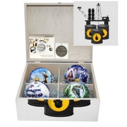 Новогодний набор на 4 шара Золотой резерв с кристаллами Swarovski (2565)