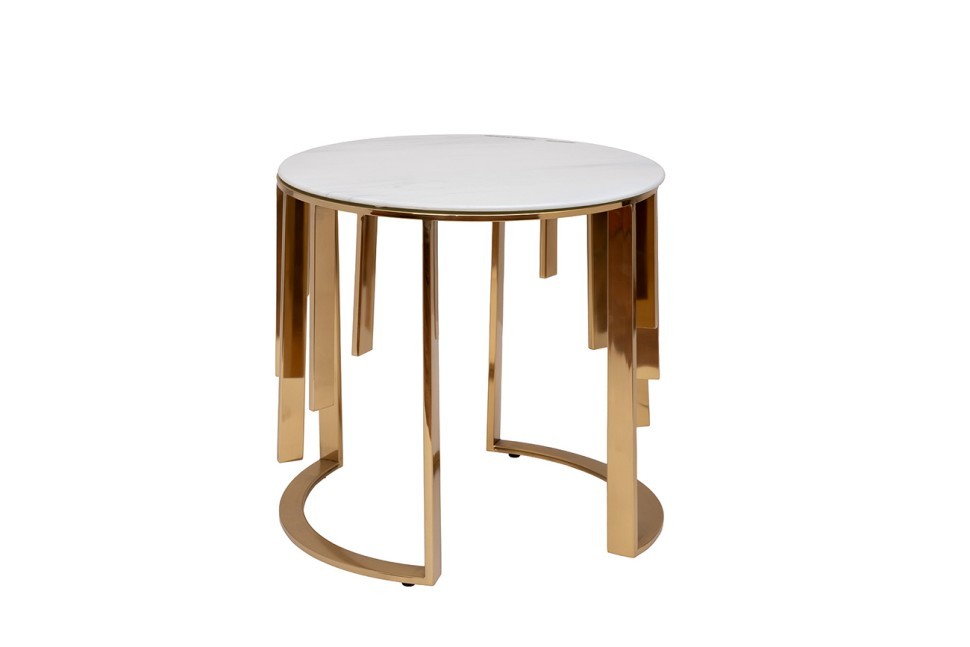 Стол журнальный мрам.стекло/золото d46*53см (TT-00011624)