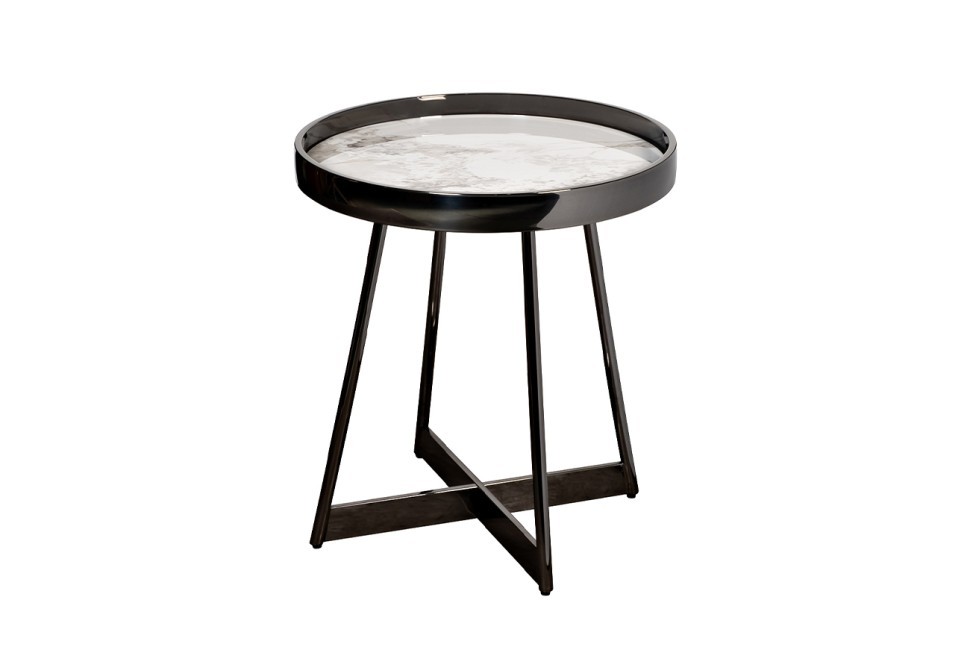 Стол журнальный белый/черный хром 50*50*55см (TT-00015018)