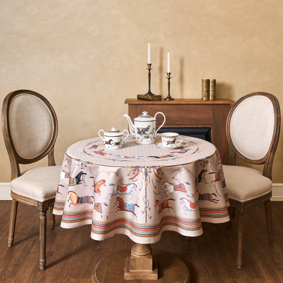 Скатерть круглая "passage"150 см  ,капучино, 100% хлопок ,твил Lefard (850-760-24)