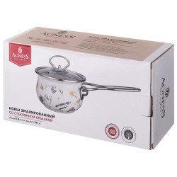 Ковш эмалированный серия "flower story" 0,9л, диа 14 см Agness (943-099)