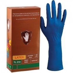 Перчатки латексные смотр 25 пар 50 шт L большой синие SAFE&CARE High Risk 630695 (1) (95945)