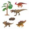 Динозавры и драконы для детей серии "Мир динозавров": паразвролопхус, трицератопс, тираннозавр, кентрозавр (набор фигурок из 6 предметов) (MM216-091)