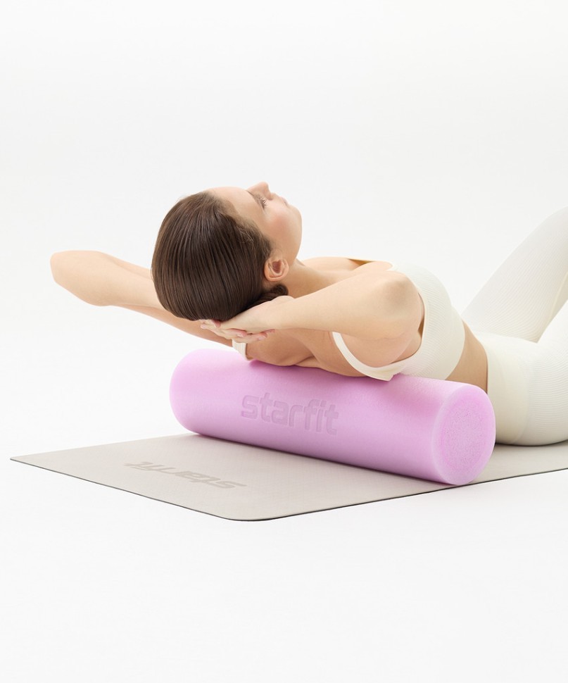 Ролик для йоги и пилатеса STARFIT FA-501, 15x60 см, розовый пастель (2113735)