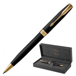 Ручка шариковая Parker "Sonnet Core Matt Black GT" черный матовый лак позолота черная 142359 (1) (89431)
