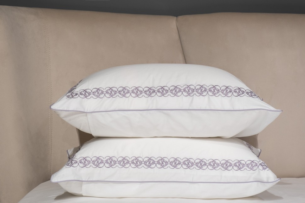 Комплект наволочек сатин вышивка Фиори,сиренево-белый, 50*70см (2шт) (TT-00015273)