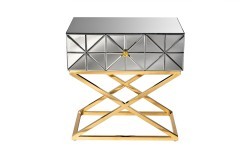 Тумба с матовой зерк.отделкой каркас металл.  60*40*60см (TT-00005661)