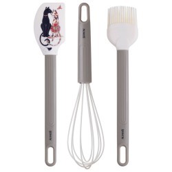 Набор: венчик, лопатка, кисточка agness, 3 предмета, серия "парижские коты" Agness (671-033)