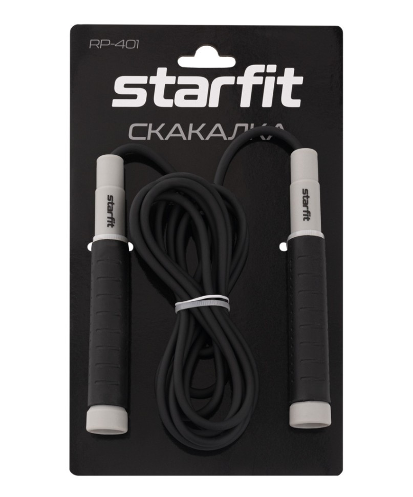 Скакалка STARFIT RP-401, c силиконовыми ручками, 3 м, черный (2108091)