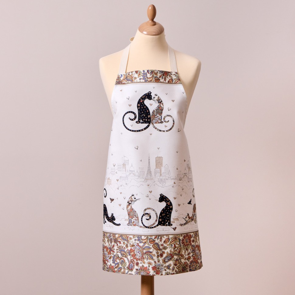 Фартук "парижские коты"60х70см 100% хлопок, кайма,твил,пропитка Lefard (850-746-7)