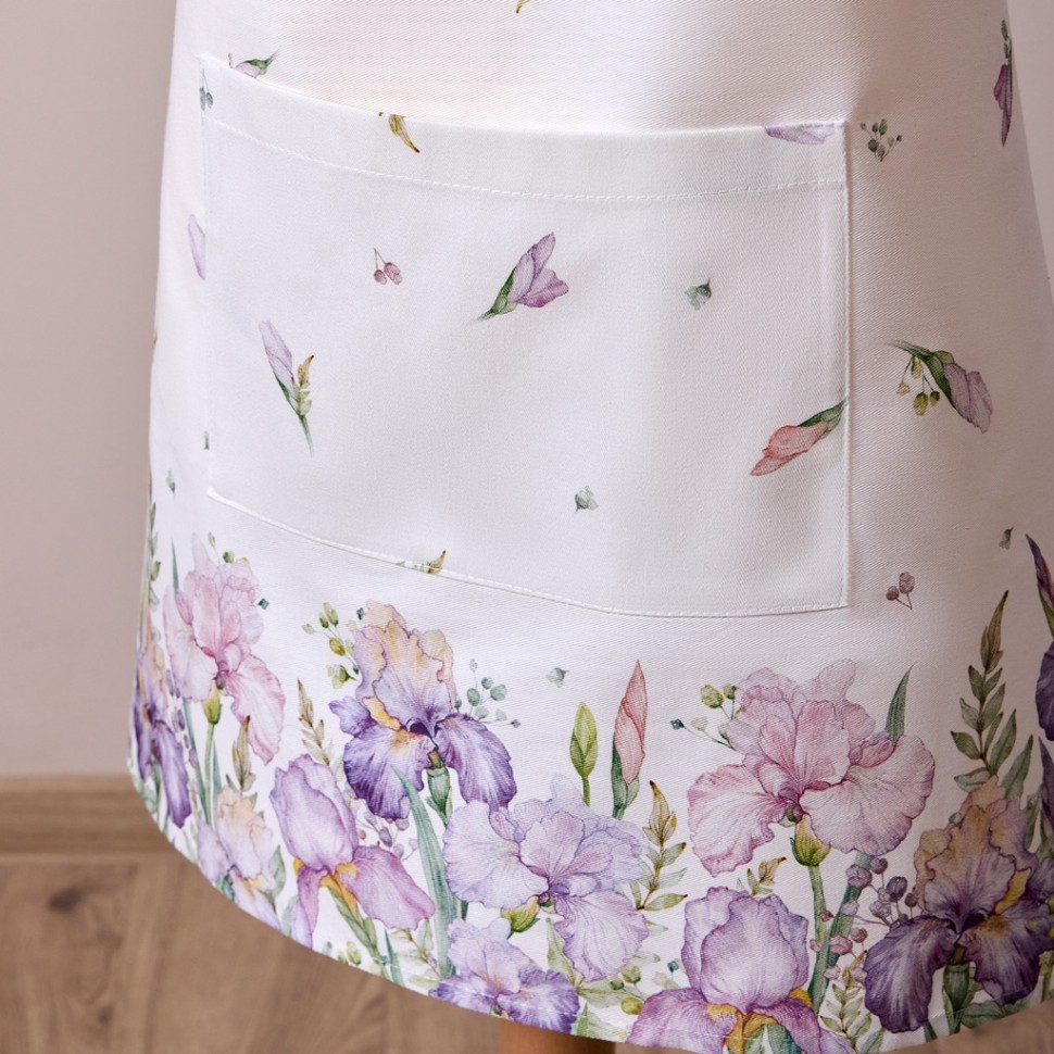 Фартук "ирисы", 85х70см 100% хлопок,белый,твил,пропитка SANTALINO (850-743-71)