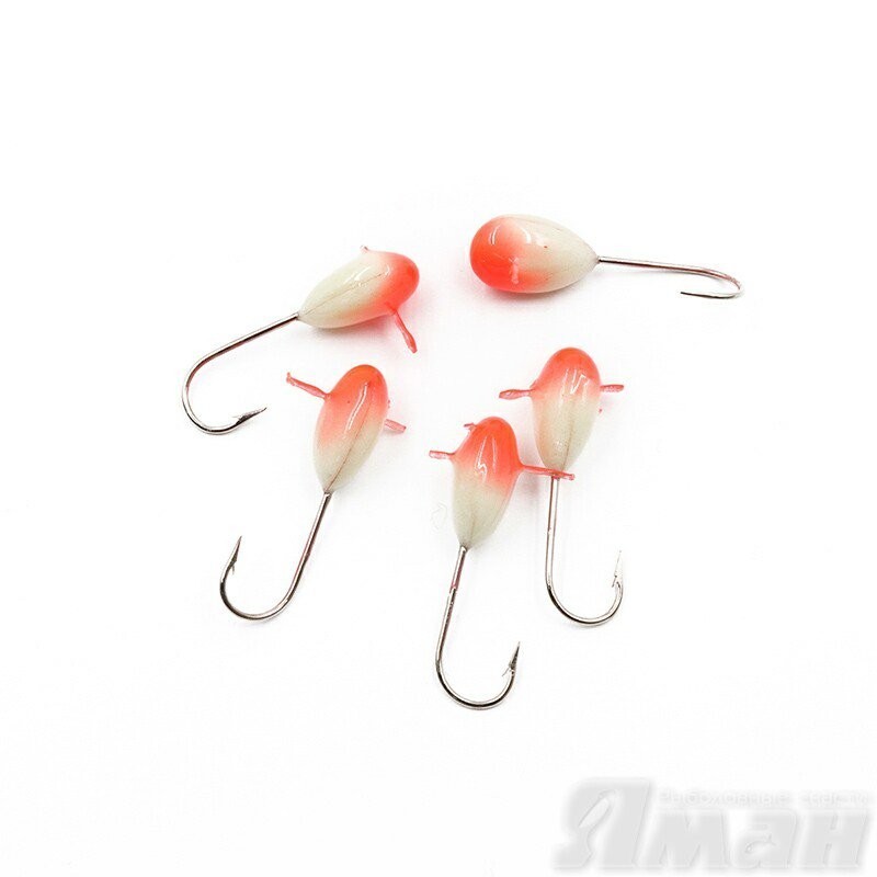 Мормышка полимерная Яман Капля крас. шап. №8, цвет фосфор-красн. (5 шт.) Я-МР1892 (60622)