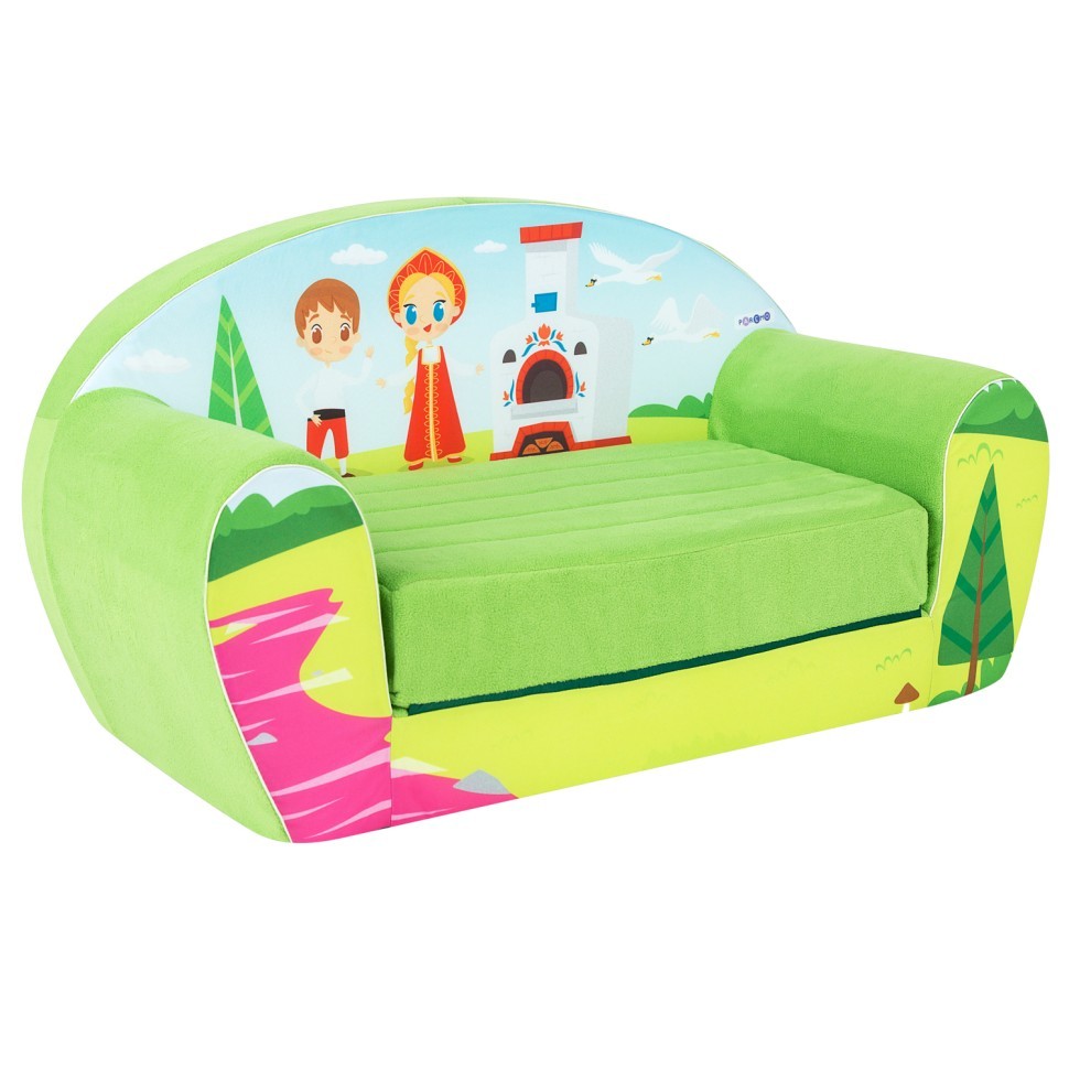 Раскладной бескаркасный (мягкий) детский диван серии "Сказки", Гуси-лебеди (PCR320-117)