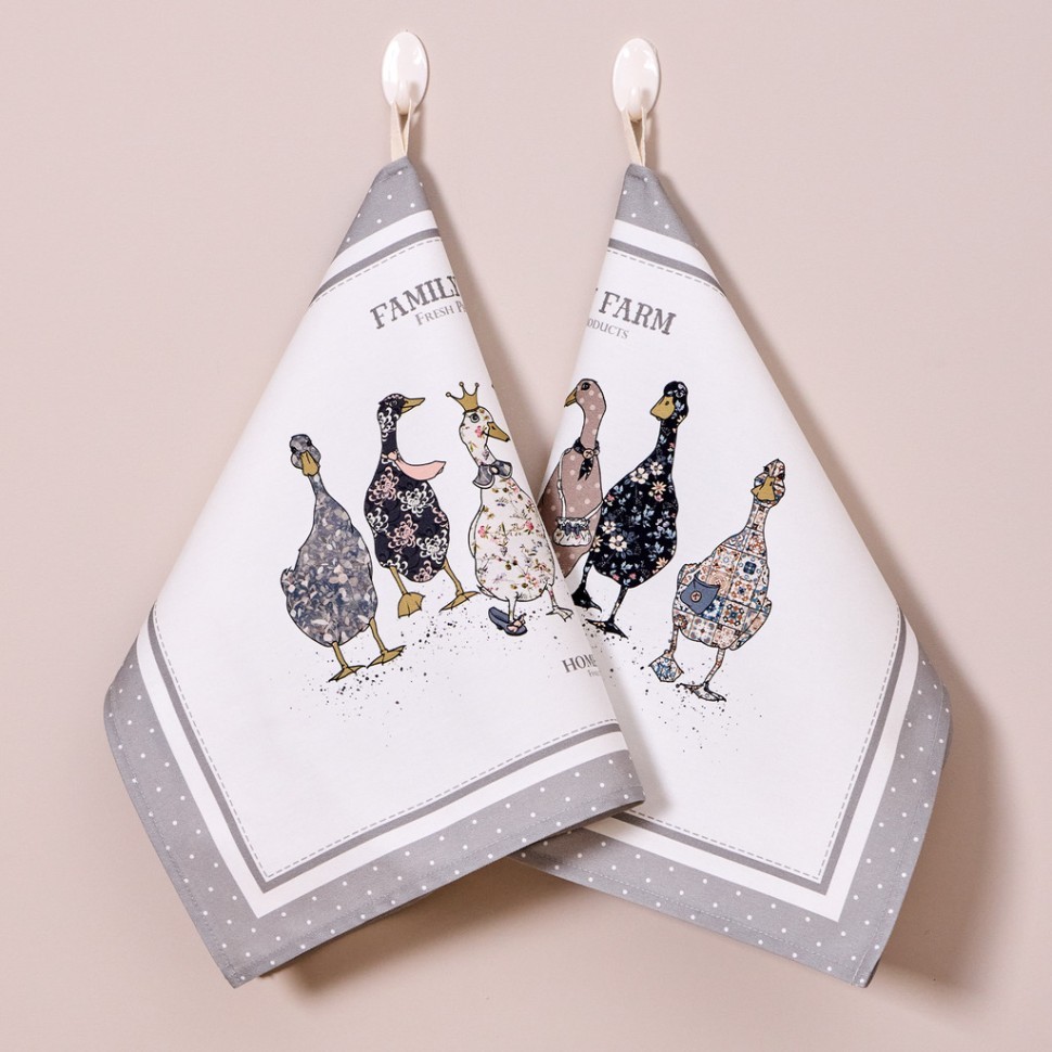 Набор полотенец из 2х шт "family farm",40х60см, 100% хлопок, серый Lefard (850-750-61)