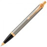 Ручка шариковая Parker "IM Core Brushed Metal GT" сереб. матовый лак позолота синяя 142542 (1) (89433)