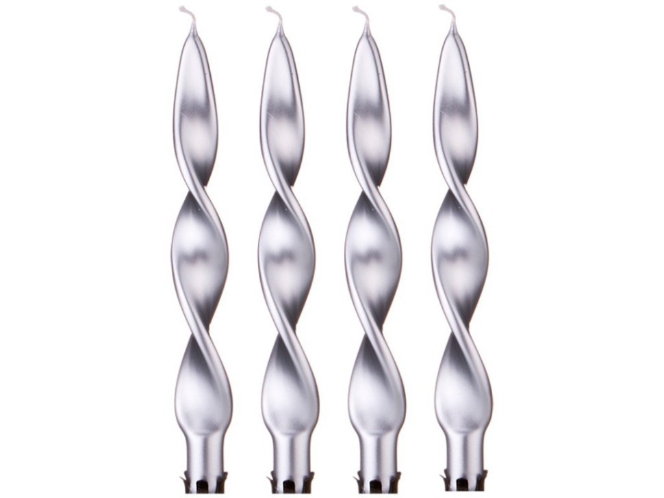 Набор свечей из 4 шт. 27/2,2 металлик серебряный Adpal (348-619)