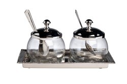 Емкость д/хранения стекло/нерж.сталь (набор 2 шт на подставке) (TT-00012012)