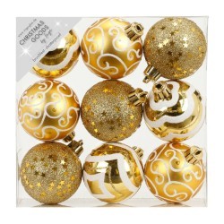 Набор ёлочных шаров INGE'S Christmas Decor 81074G001 d 6 см, золото (9 шт) (69774)