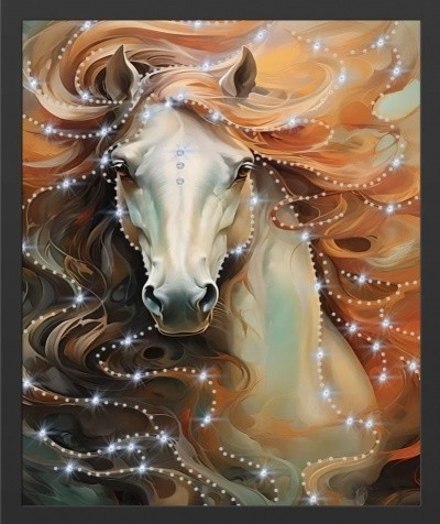 Картина Песнь янтарного коня с кристаллами Swarovski (2433)