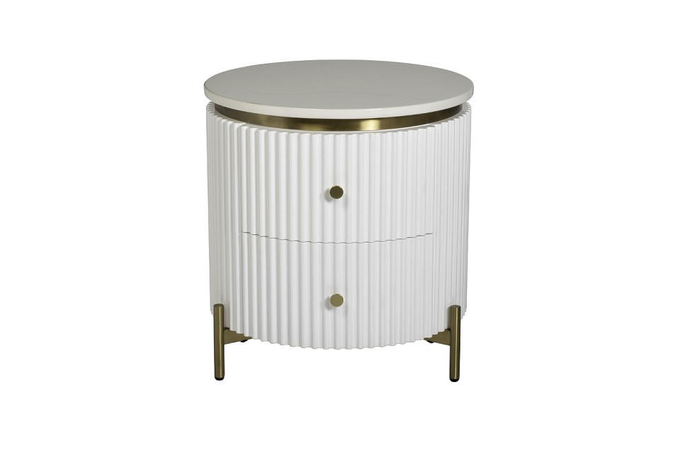 Тумбочка белая 2 ящика d51*55см (TT-00009555)