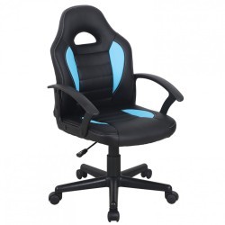 Кресло компьютерное BRABIX Spark GM-201 экокожа черное/голубое 532505 (1) (94579)