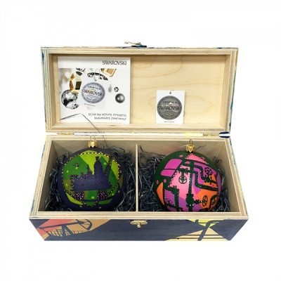 Новогодний набор на 2 шара Нефть 1 с кристаллами Swarovski (2168, 3114)